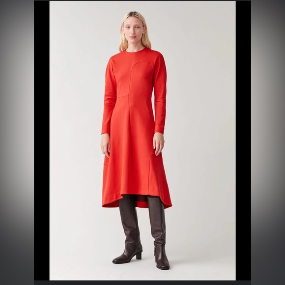 COS Dresses & Skirts - NWT COS Panelled Asymmetric Dress Red size 2 high-low hem